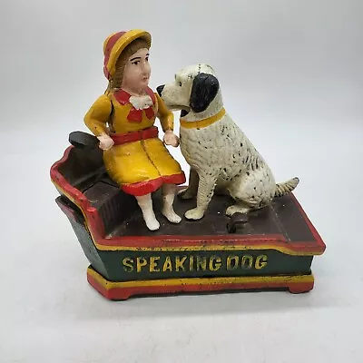 Vintage Speaking Dog Cast Iron Mechanical Coin Bank • $19.99