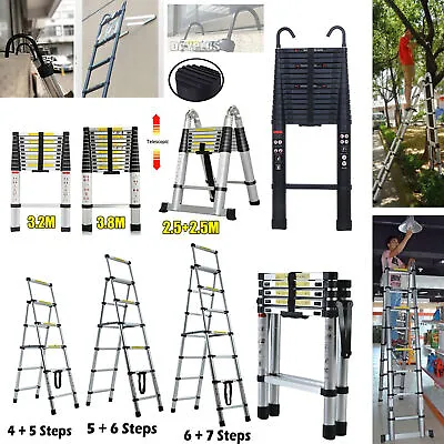 £92.30 • Buy Extension Attic Ladder Telescopic With Steps Aluminim Loft Folding Hatch EN131