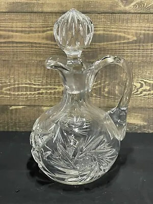 Vintage Cruet Cut Crystal Glass Oil & Vinegar Decanter Bottle With Stopper • $30
