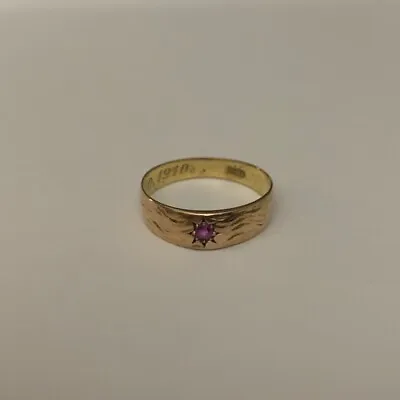 Antique Victorian 14KGold Pink Stone Star Engraved Band Ring Size 7.5 • $360