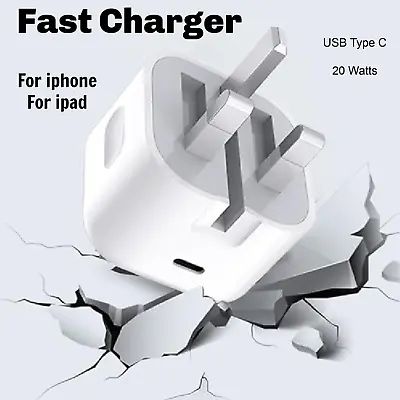 Genuine 20W USB Type C PD UK Power Adapter Plug Fast Charger For Apple IPhone • £8.99