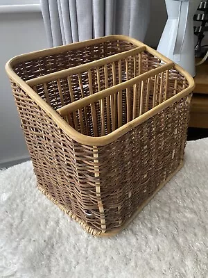 Bamboo  Wicker Rattan Magazine Rack Shabby Chic Boho Basket Storage • £14.99