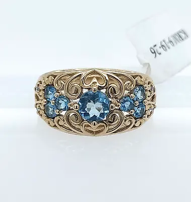 Tsavorite/ Santa Maria AQ / Diamond Ring • $415.80
