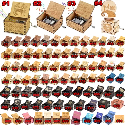 £5.29 • Buy Wooden Music Box Ntique Hand Crank Engraved Musical Toys Kid Xmas Birthday Gift