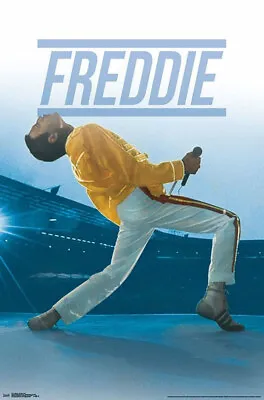 $9.99 • Buy Queen: Freddie Mercury Live Wembly Stadium London 22X35 Music Concert Poster