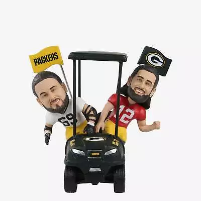 Aaron Rodgers & David Bakhtiari Green Bay Packers Golf Cart Bobblehead NFL • $229.99