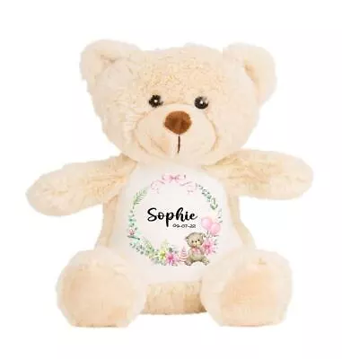 Personalised Teddy Bear New Baby Gift Personalised Plush Soft Toy Your Name • £19.99