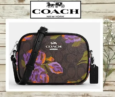 NWT COACH CL659 MINI JAMIE CAMERA X-body Bag SIG Rose Print In BROWN IRIS MULTI • $254.65