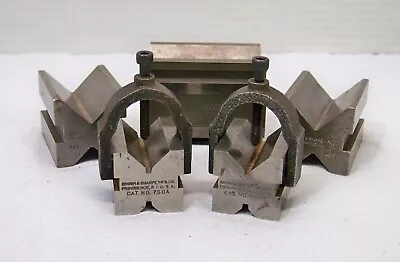 Vintage BROWN & SHARPE (2) 750A W/Clamps (2) 749 & (1) 750-E Machinists V-Blocks • $79.99