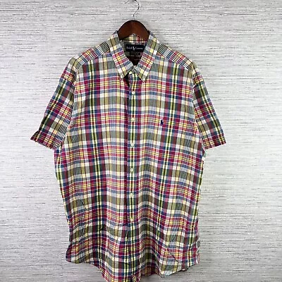 Polo Ralph Lauren Shirt Mens XL Madras Plaid Button Up Short Sleeve Classic Fit • $24.88