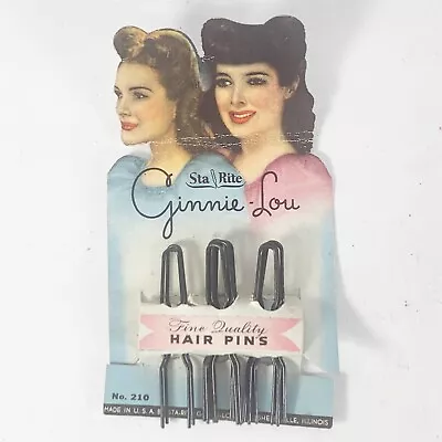 Vintage 1940s Sta Rite Ginny Lou Hair Pins #210 Original Card USA TV Movie Prop • $25