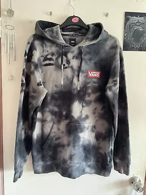 Vans Size M 12 14 Grey White Red Tie Dye Hoody Sweatshirt Jumper Unisex Skatewea • £32