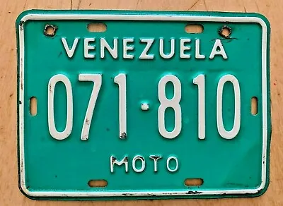 1990's  Venezuela Moto Motorcycle Cycle  License Plate   071 810   South America • $30.99
