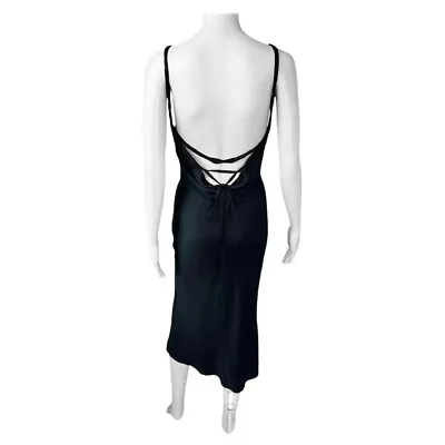 Tom Ford For Gucci F/W 2002 Lace Up Backless Silk Slip Black Midi Dress • $2850