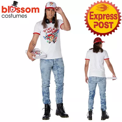 CA1676 Rockin Pizza Dude Mens Mullet 90s Decade Party Fancy Dress Shirt Costume • $30.32