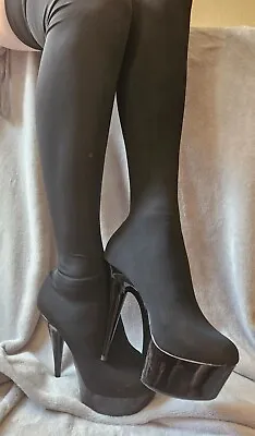 Ellie Size 10 Platform Stripper Shoes. Thigh High Stretchy Material. 6 Inch Heel • $75