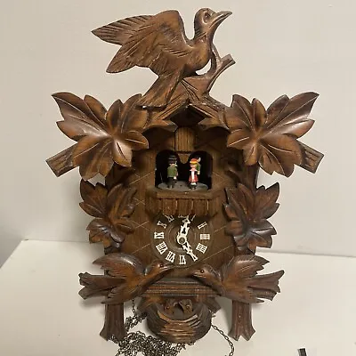 Antique Black Forrest Cuckoo Clock.  Music Dancing People Moving Parts. Tested • $170