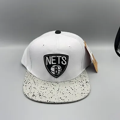 Brooklyn Nets Mitchell And Ness Snapback Trucker Cap Hat White Gray Basketball • $24.99