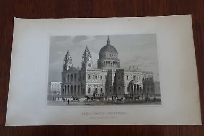 £9.99 • Buy Antique Victorian Print Engraving St Paul's Cathedral South West View C1850?