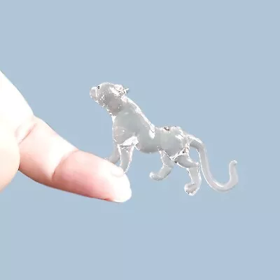 Micro Tiny Tiger Blown Glass Figurine Paint Miniature Figure Décor Clear Crystal • $12.99