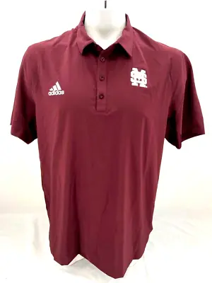 NEW Mississippi State Bulldogs Adidas Stadium Coaches Polo Maroon Shirt Men XL • $33.99