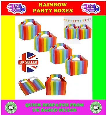 Rainbow Birthday Kids Party Boxes Childrens Fun Picnic Food Meal Gift Box Plate • £6.25