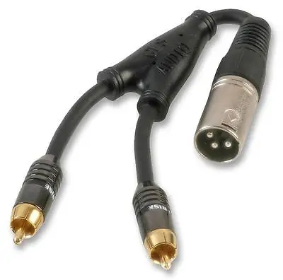 XLR Male Plug To 2 X Phono Phonos RCA RCAs Plug Cable Adaptor Adapter Lead 25cm • £7.99