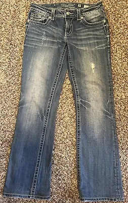 MISS ME Sz 30x30 Boot Cut JP5445B Cross Crystals Studs Stretch Blue Denim Jeans • $25.95