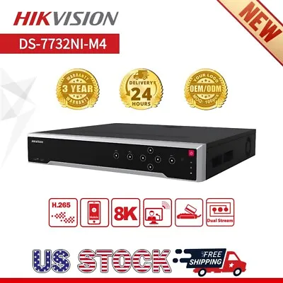 Hikvision DS-7732NI-M4 32CH Channel 8K Ip Camera NVR No PoE 4*16TB SATA (NO HDD) • $566.99