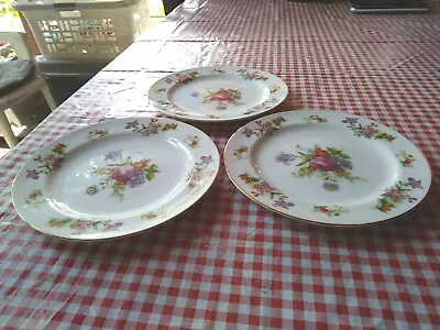 3 Aladdin Fine China Dresdenia 7 5/8  Salad Plates Made In Occupied Japan  • $19