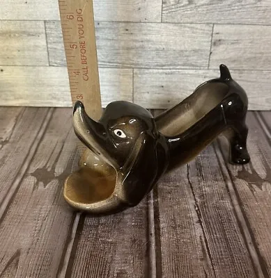 VINTAGE DACHSHUND DOG Mid Century RELCO Retro Ceramic Figurine Dish Planter • $12.50