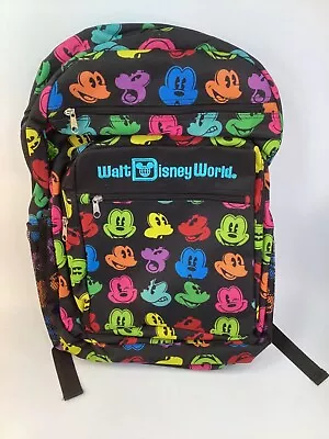 NWT Walt Disney World Parks Exclusive Mickey Mouse Rainbow Black Backpack 19x13 • $52.88
