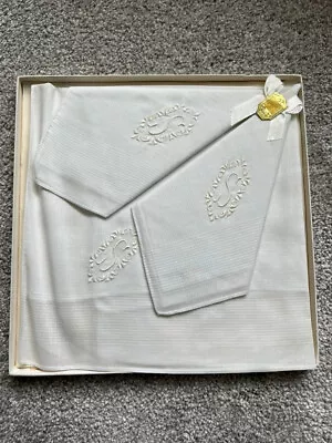 New In Box Vintage 3 Men's Monogramed S Handkerchiefs Hanky White • $19.99