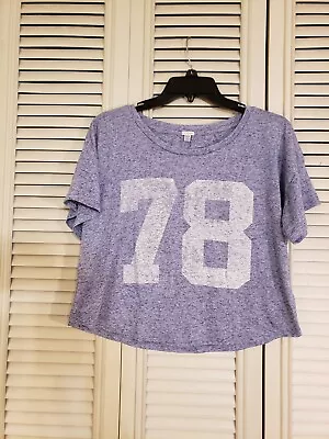 I Love H81 By Forever 21 Cropped Blue Tee Short Sleeve Size Medium • $5.39