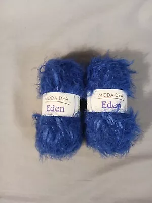 LOT OF 2 Moda Dea Eden Paradise BLUE Yarn Knit Craft Crochet New Fast Shipping • $12