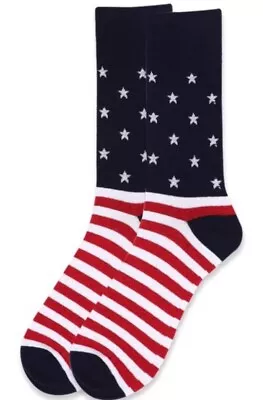 New Mens AMERICAN FLAG Crew Socks STARS & STRIPES PATRIOTIC PARQUET BRAND • $6.64