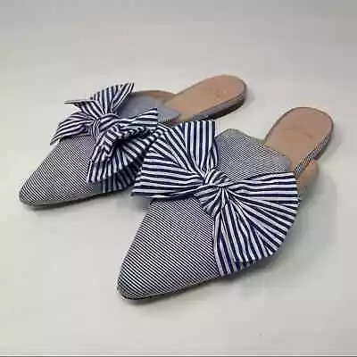 J.Crew Pointed Toe Bow Slides In Mixed Stripe Size 8.5 • $32.95