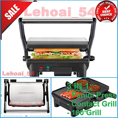 $43.99 • Buy Chefman Electric Panini Press Grill Gourmet Sandwich Maker Non-Stick Plate Black