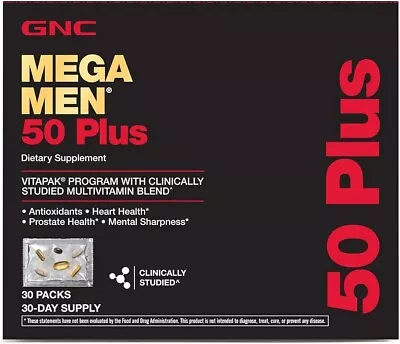 GNC Mega Men 50 Plus Vitapak Program - 30 Packs Long Expiration Dates 06/2025 • $49.99
