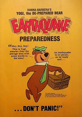 1983 Hanna Barbera's Yogi The  Bear Earthquake Preparedness Pamphlet - E14-l • $24