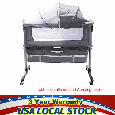 Baby Newborn Bassinet Bedside Crib Infant Sleeper Bed Cradle Gray Portable USA! • $88.35
