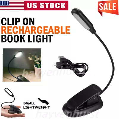 USB Rechargeable Mini LED Reading Book Light With Flexible Clip Desk Table Lamp • $8.69