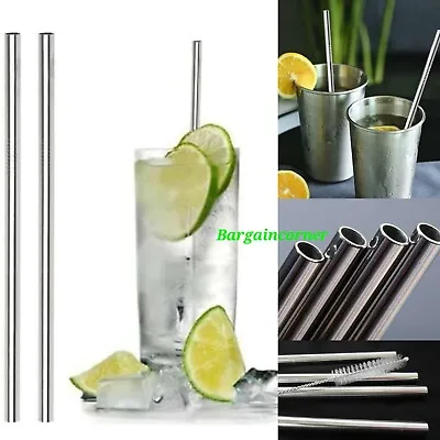 Stainless Steel Straws Drinking Straws Cocktail Juice Drink Reusable Washable • £4.98