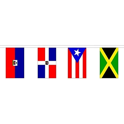 30 Caribbean Nations Flag Bunting - 9m 30 Flags - National Flags - Polyester • £14.99