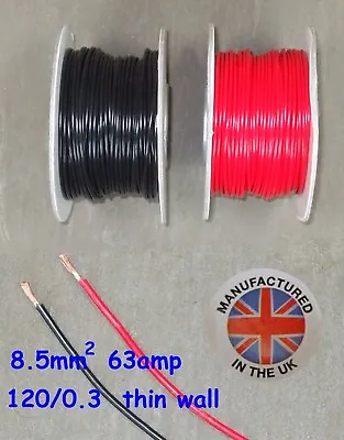 Thin Wall Cable 8.5mm² (8AWG) 63amp Auto Marine Low Voltage     TW8.5 • £3