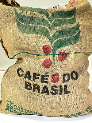 £14.83 • Buy Jute Burlap Coffee Bean Bag Sack 38” X 28” Cafes Do Brasil Double Sided Style #1