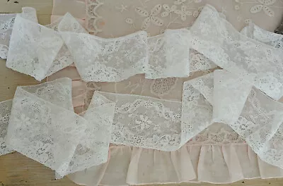 Vintage Lace Wide Trim Pieces Flowers Garlands Edging Lingerie 2 1/2  Wide 7+ FT • $6.99