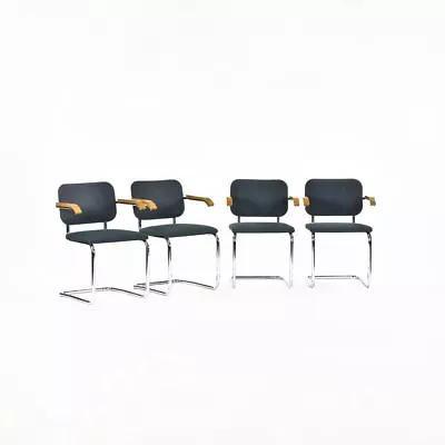 1980s Set Of Four Marcel Breuer For Knoll Cesca B64 Armchairs In Green Fabric • £1621.86