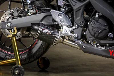 Street Slayer Carbon Fiber Slip On Exhaust M4 YA3014 For 15-23 Yamaha R3 & MT03 • $475.95