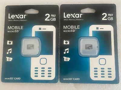 Lot Of 2 Lexar 2GB Mobile Micro SD New In Packaging • $11.99